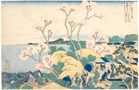 Katsushika Hokusai: Tokaido Shinagawa Goten-yama no Fuji 東海道 